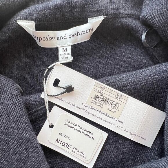 Cupcakes and Cashmere NWT Jason off the shoulder sweater dress heather gray M - Picture 3 of 6
